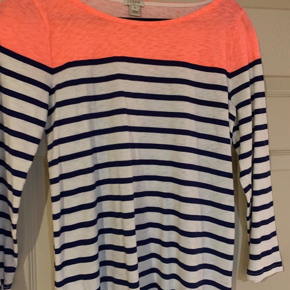 J Crew Orange/White/Blue Striped Top sz S - Picture 2 of 6